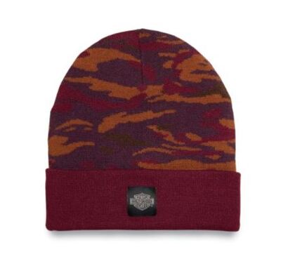 HAT-KNIT,RED CAMO