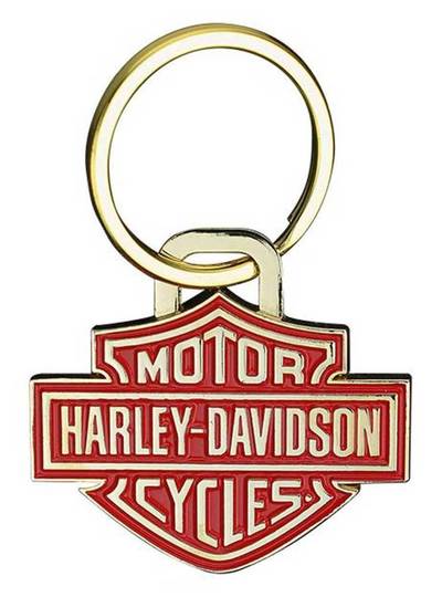 Harley-Davidson® 2D Die Struck Bar & Shield Keychain, Gold & Red Finish 